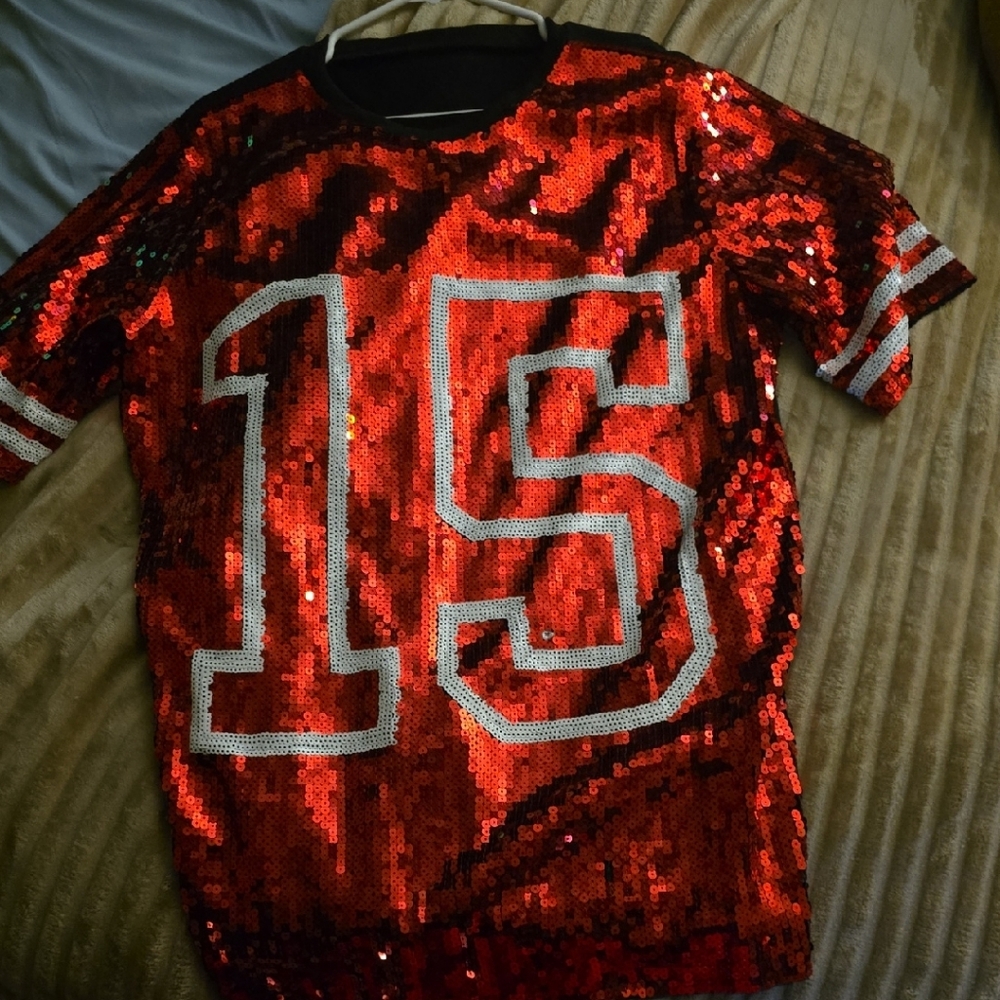 Red Sequin Kids Shirt with Number Design